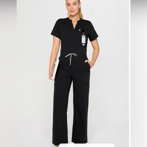Fabletics Empower Wide leg Black Scrub Jumpsuit- Medium